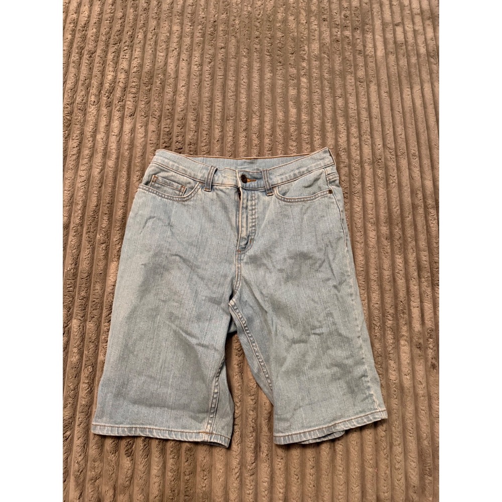 Denim & Co Light Wash Bermuda Jean Shorts Womens 4 Blue Denim Stretch